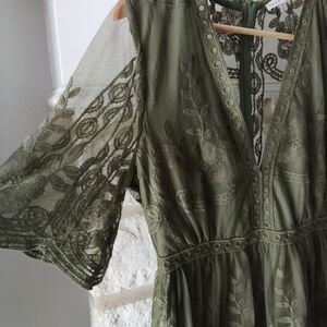 Green Floral Embroidered Mesh Top Whimygoth